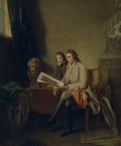 Portrait of a Man and a Boy Looking at Prints by John Hamilton Mortimer